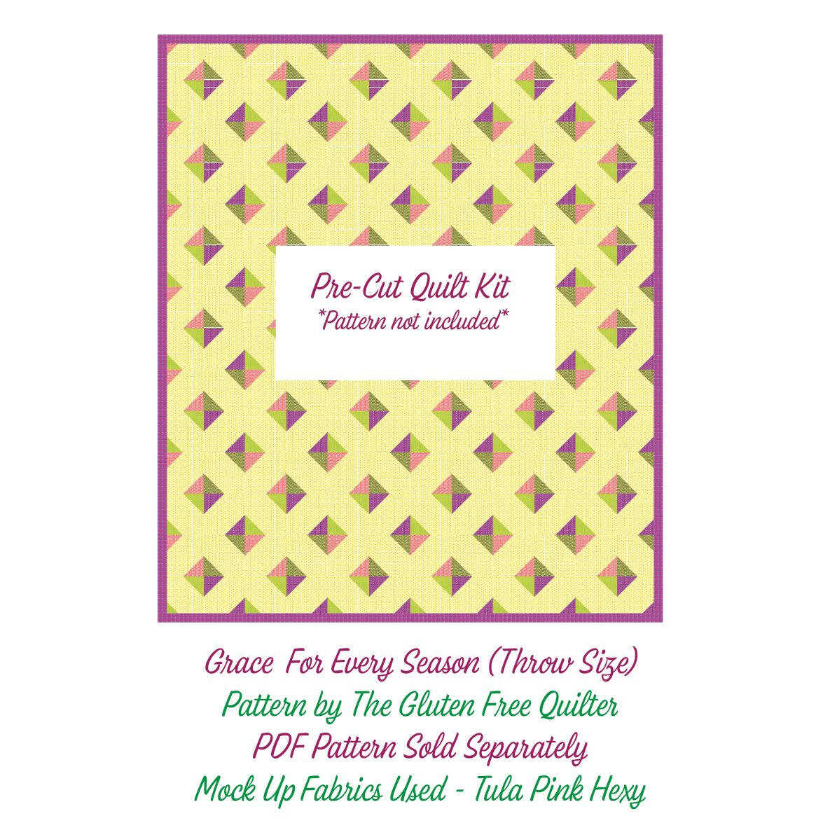 Pre-Cut Fabric Kit: Grace For Every Season: "Everybody's Good" Featuring Tula Pink Hexy Fabrics
